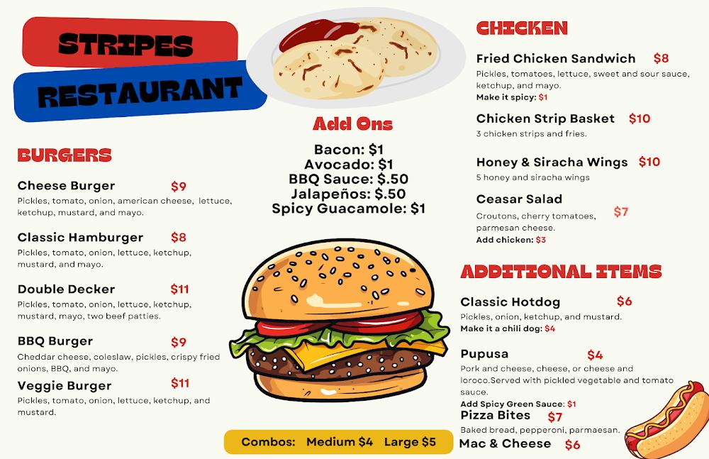 Stripes Restaurant Menu image 1
